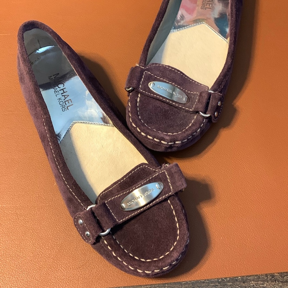 Michael Kors purple suede loafers